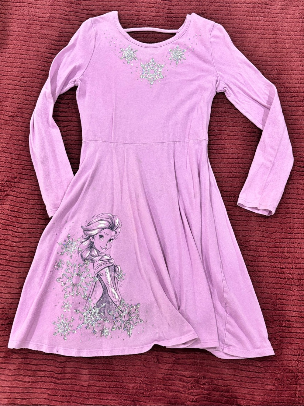 Girls' Purple Long-Sleeve Frozen Character Skater Dress